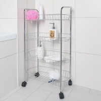 Этажерка напольная 4-х секционная Доляна, на колёсиках, 50&times;27&times;79 см, цвет хром