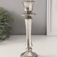 Подсвечник полистоун на 1 свечу "Медичи" серебро 6,5х6,5х20,5 см