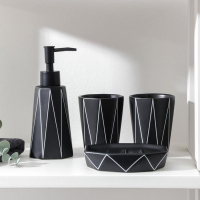 Набор для ванной комнаты &laquo;Локо&raquo;, 4 предмета (дозатор для мыла 280 мл, мыльница, 2 стакана 250 мл), цвет чёрный