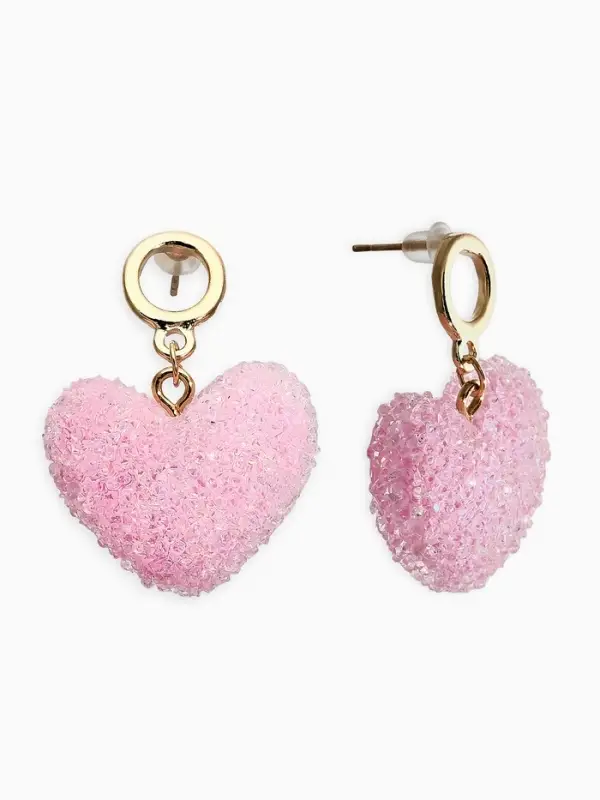 Серьги "Сердце сахарное", цвет розовый в золоте