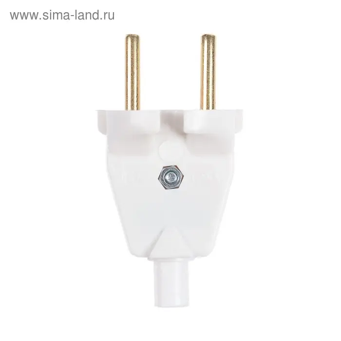 Вилка штепсельная &laquo;Элект&raquo; В6-001, УХЛ4, 6 А, 250 В, IP20, белая