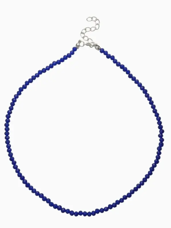 Чокер из бисера &laquo;Хрусталь&raquo; тёмно-синий в серебре, 37 см + 5 см доп, цепочка