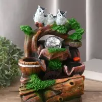 Фонтан "Совы на дереве" 25,5х17х14 см (с подсветкой)