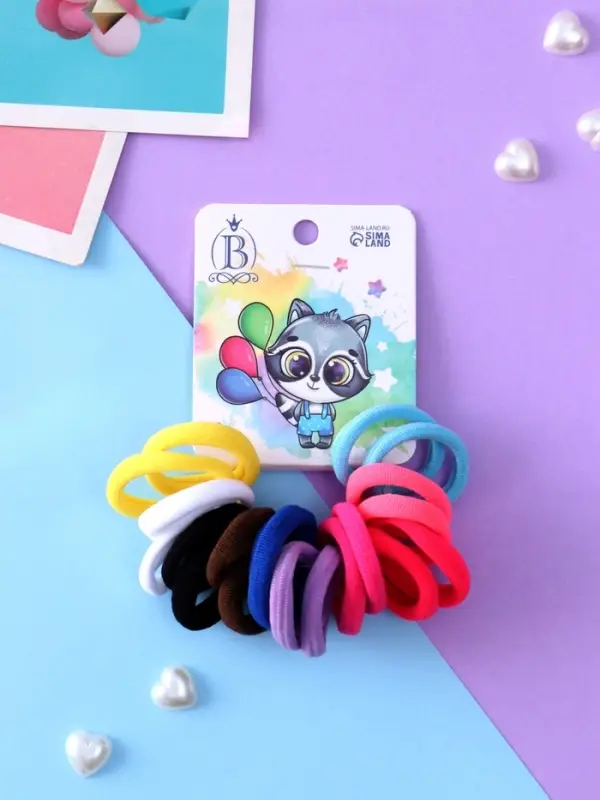 Резинка для волос &laquo;Енотик&raquo;, набор 20 шт., шарики, 2.5 см, МИКС