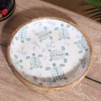 Блюдо "Черепаха и цветы" дерево манго 25х25х4,5 см