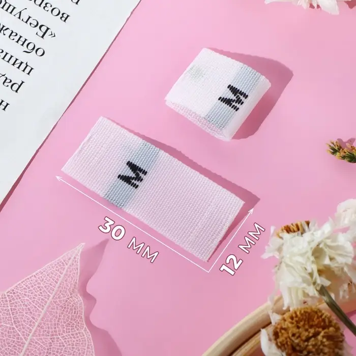 Размерники жаккардовые, &laquo;М&raquo;, 12&times;30 мм, 100 шт., белые