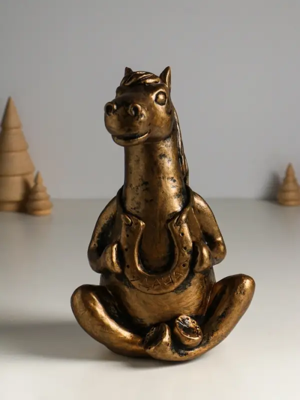 Копилка "Лошадь с подковой" 14х15х24 см, бронза