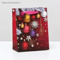 Пакет ламинированный "Новогодние игрушки", 11,5 x 14,5 x 6 см