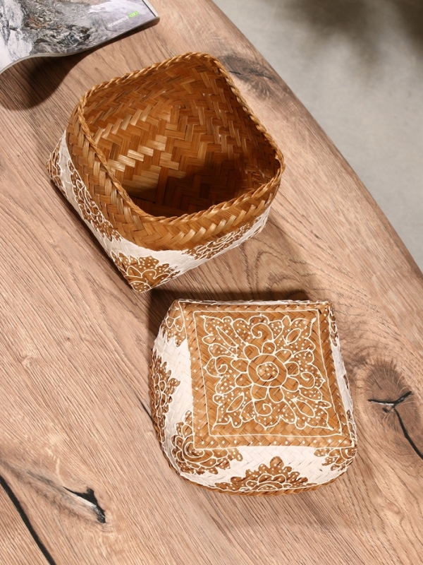 Корзинка плетеная "Манадо" бамбук 16х16х12 см, светлая