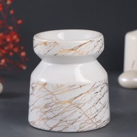 Аромалампа керамика "Белый мрамор с золотыми трещинками" 9,8х9,8х11 см
