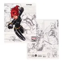 Тетрадь в клетку 24 листа, 5 видов МИКС, обложка мелованный картон, &laquo;Мстители&raquo;