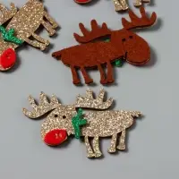 Декор для творчества войлок блеск "Олень" серебро 5,5х7 см