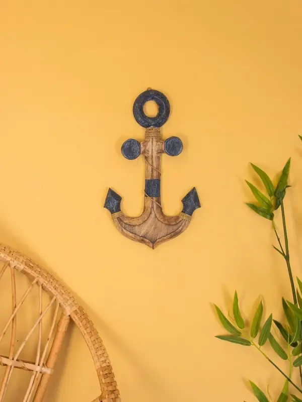 Декор интерьерный "Якорь" дерево 23х2х40 см, цв. сине-коричневый