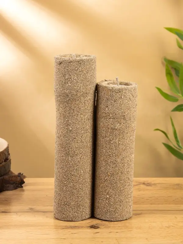 Свеча в бамбуке тройная, 15&times;15&times;30 см, 100 мл, песочная