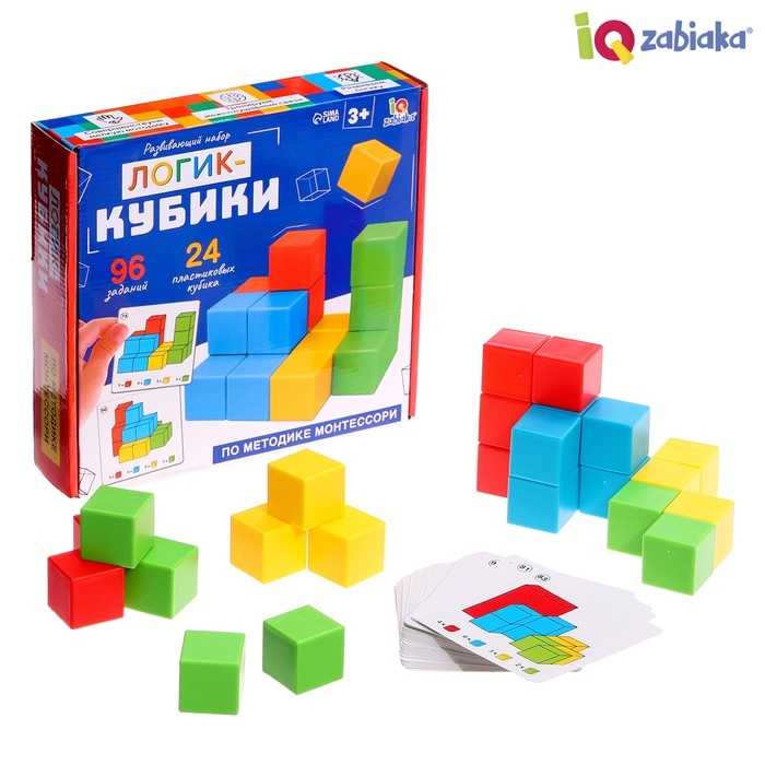 Развивающий набор &laquo;Логик-кубики&raquo;, 24 элемента, 96 заданий, 3+