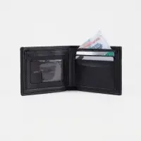 Портмоне мужское без застёжки, отдел для купюр, монет и карт, цвет чёрный