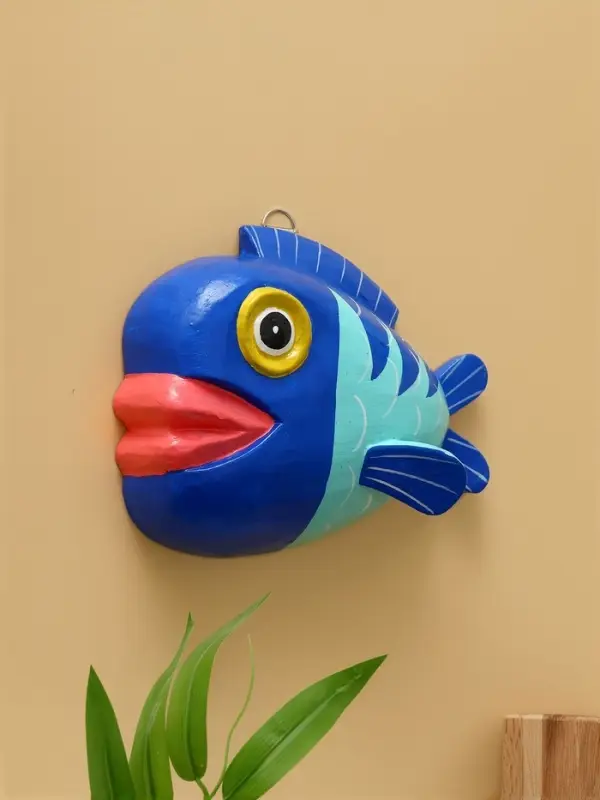 Панно "Рыба-клоун" дерево 20х16х4 см, цв. сине-бирюзовый