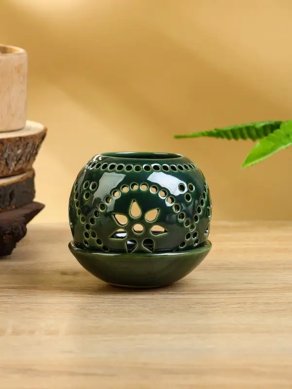 Аромалампа "Магнолия" керамика, цв. зелёный, 10х10х9 см