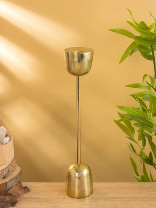 Подсвечник "Факел" алюминий 38 см, цв. золото