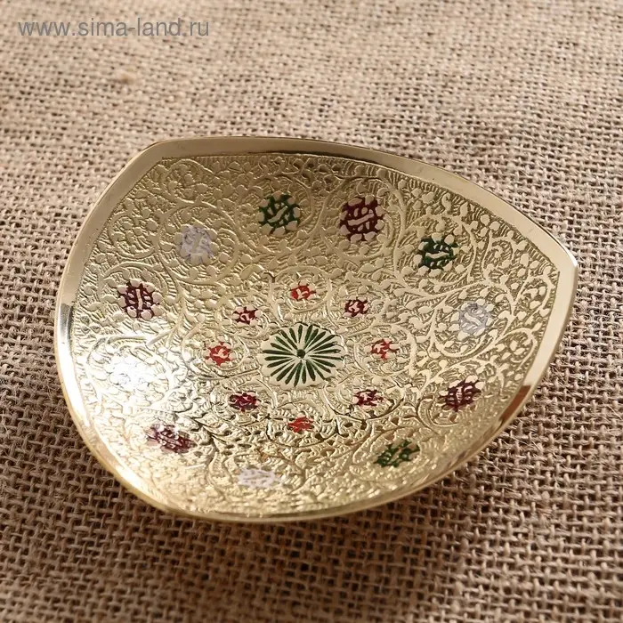 Блюдо латунь цветная эмаль "Роззи" 2,5х11х10,5 см