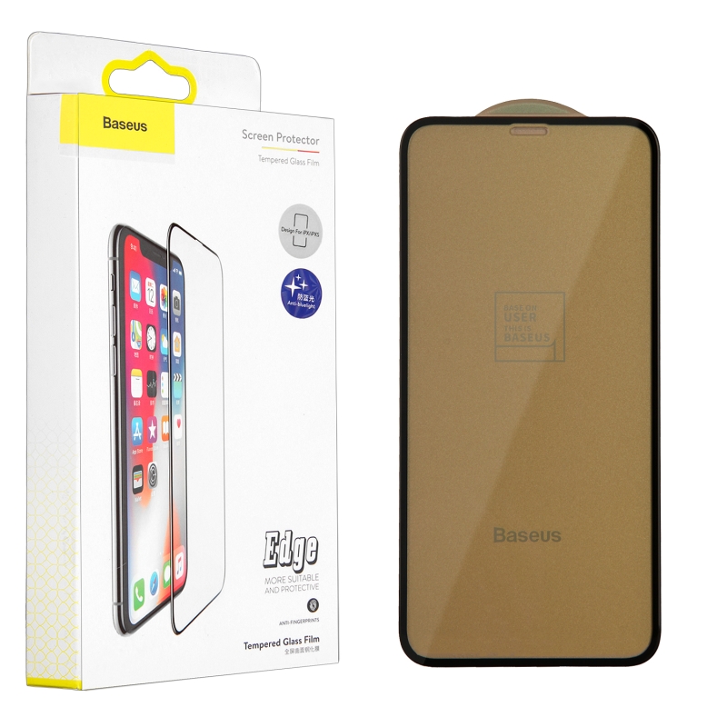 Защитное стекло iPh XS 3D Anti-blue Baseus черное