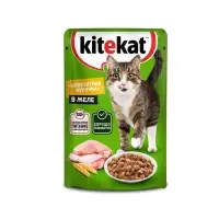 Влажный корм KiteKat для кошек, курица в желе, пауч, 85 г