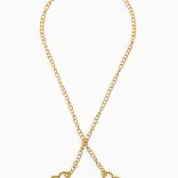 Цепочка на шею два сердца, затяжка, цвет золото