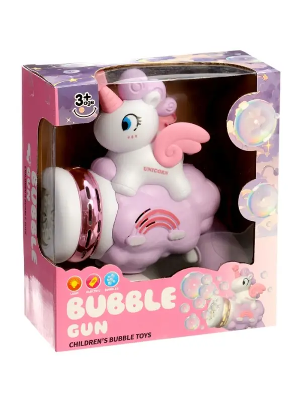 Генератор мыльных пузырей "Единорог на облачке", световые эффекты, работает от батареек