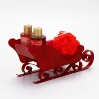 Подарочный набор новогодний в санях: 2 геля для душа, соль для ванны и мочалка, URAL LAB