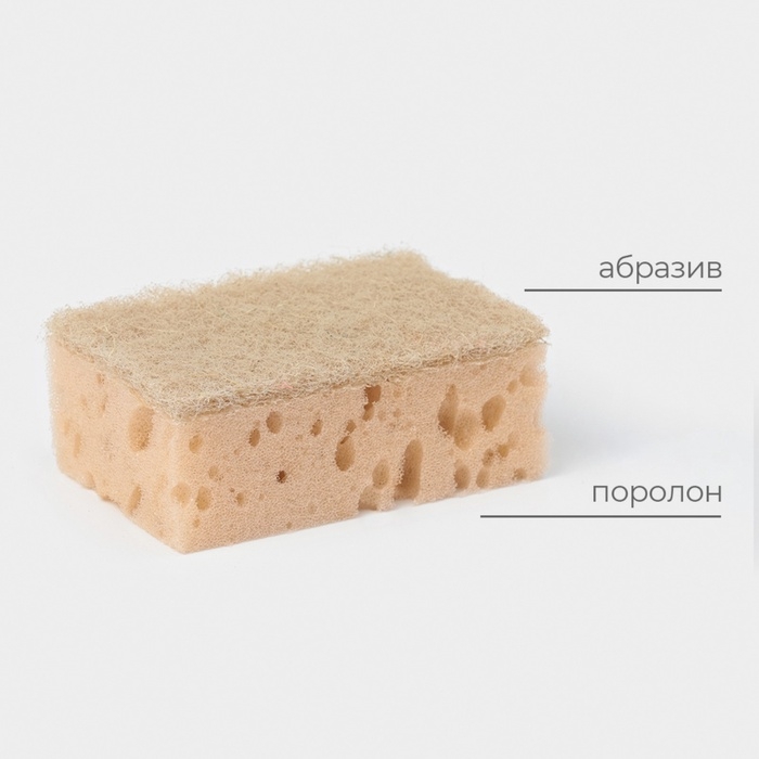 Набор губок для мытья посуды Raccoon &laquo;Ренессанс&raquo;, 2 шт, 9&times;6,5&times;3,5 см, крупнопористый поролон, бежевый