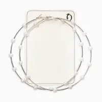 Серьги-кольца "Жемчуг" d=10см. №6, цвет белый в серебре