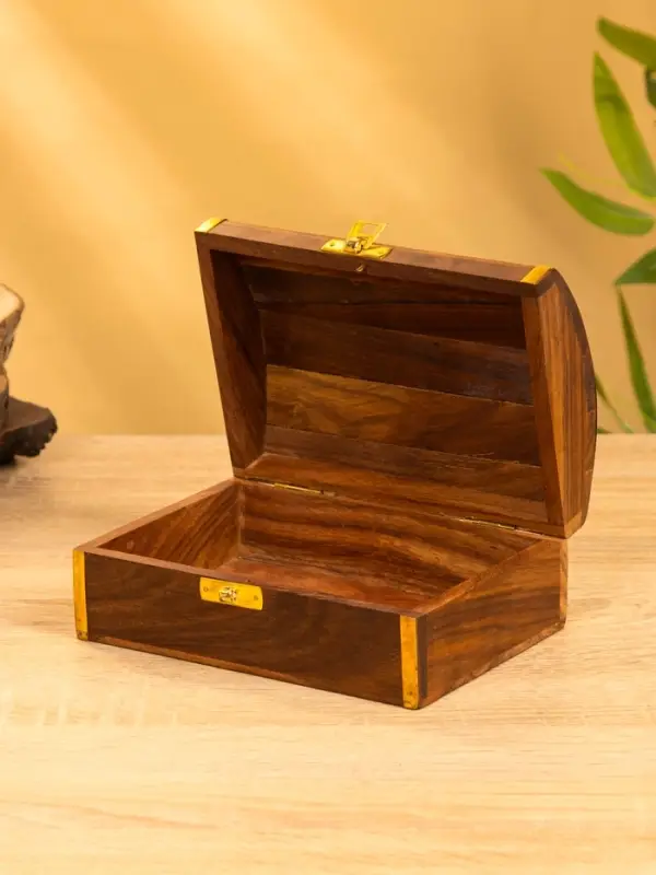 Шкатулка "Глу" 18х12,8х8 см, дерево шишам, латунь