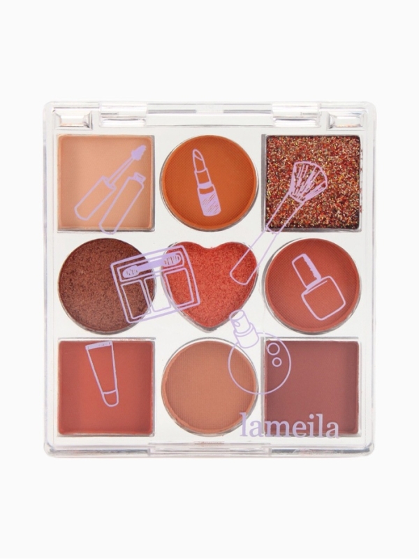 Тени для век 9 цветов, матовые и с шиммером, водостойкие