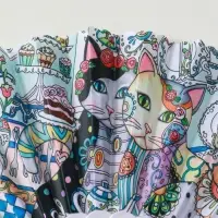 Веер пластик, текстиль "Котики. Цветочная абстракция" МИКС широкие лопасти 23 см