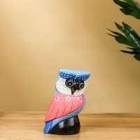 Набор сувенирный &laquo;Совы&raquo;, h=18 см, h=14 см, h=11 см, дерево, розово-синий