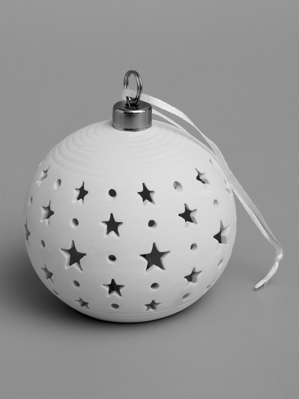 Елочный шар "Звездное небо" 9х9х9.8 см, 1 LED, LR44x3(в компл.), свечение тёплое белое
