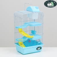 Клетка для мелких грызунов "Пижон", с наполнением, 23 х 17 х 40 см, голубая