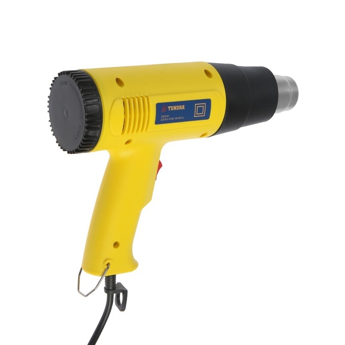 Строительный фен ТУНДРА, 2000 Вт, 250-500 л/мин, плавная регулировка температуры 60-600&deg;С