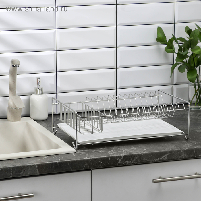 Сушилка для посуды с поддоном, 40&times;23&times;15 см, цвет хром
