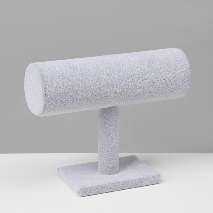 Подставка для часов, браслетов, цепочек &laquo;Мини&raquo;, флок, 16&times;6&times;14см, d=5см, цвет серый