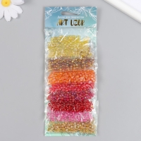 Бисер круглый 6/0 "Красно-жёлтый" перламутр 8 цветов х 10 гр 20х8 см