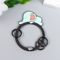 Брелок-ключница металл "Голубой слонёнок лежит" эмаль 5,5х4,2 см