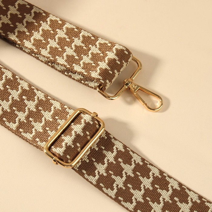 Ручка для сумки &laquo;Гусиная лапка&raquo;, стропа, с карабинами, 139 &plusmn; 3 &times; 3,8 см, цвет бежевый/коричневый