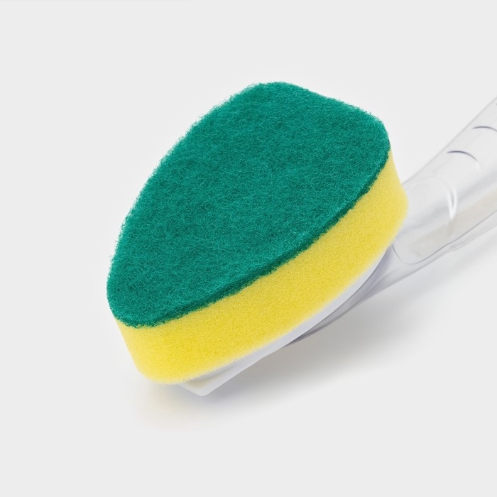 Губка для посуды Доляна, с ручкой дозатором, поролон, абразивное покрытие, 24&times;5,5&times;8 см