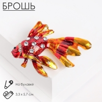 Брошь &laquo;Рыбка&raquo;, цвет красно-золотой в золоте