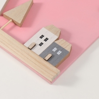 Крючки декоративные дерево "Домики и деревья" розовый 28х33,5 см