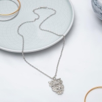 Кулон &laquo;Сова&raquo; ажурная, цвет белый в серебре, 45 см