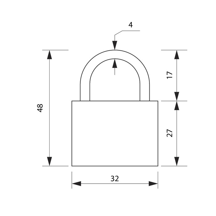 Замок навесной ТУНДРА ZN1032, 32 мм