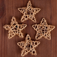 Декор для творчества из лозы &laquo;Звезда&raquo; набор 4 шт., размер 1 шт. &mdash; 6,5 см, цвет золото