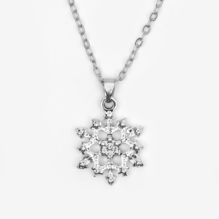 Кулон &laquo;Снежинка&raquo; идеальная, цвет белый в серебре, 45 см